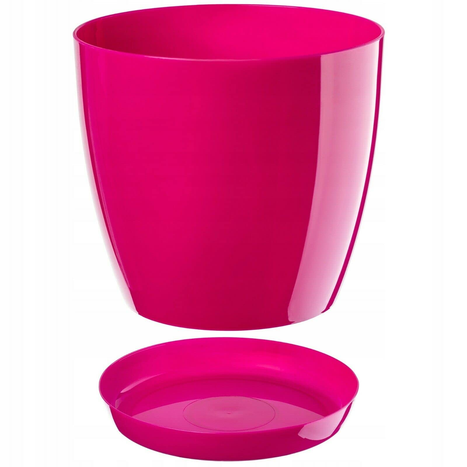 B2C Plant Pot Flower 20 Colours 9 sizes Gloss Plastic Plant Pots Planter Saucer Tray Deco (23 cm/ 9 inch, Red) - 4