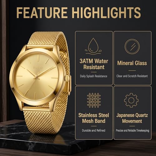 Image of BUREI Men's Wrist Watch, Analog Stainless Steel Dress Waterproof Quartz Watch for Men with Japanese Movement,Refined Gifts for Men, Boyfriend, Husband, Dad
