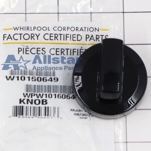 Allstar Appliance Parts WPW10160649 Range Burner Control Knob (Black)