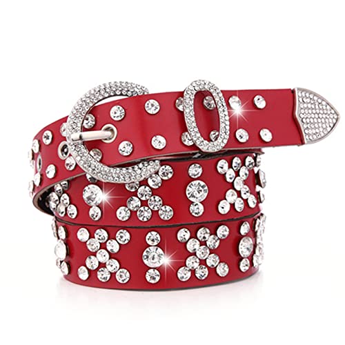 Goth Rhinestones Belts Women Genuine-Leather Straps Rhinestones Belts Cowgirl Y2K Girls Fashion Belt For Jeans Men Genuine-le