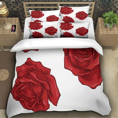 Parure de lit protea rouge en microfibre Super King size 260x220 cm