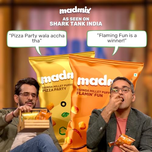 Image of Madmix All Snack Mix | Ultimate Snacking Combo | No preservatives, Baked, Gluten-Free, Vegan and Healthy Snacks | Grab-n-Go Snack Mix | Millet Puffs X 10 | Baked Bhujia X 6 | Paan and Mango Flavoured Raisins X 4