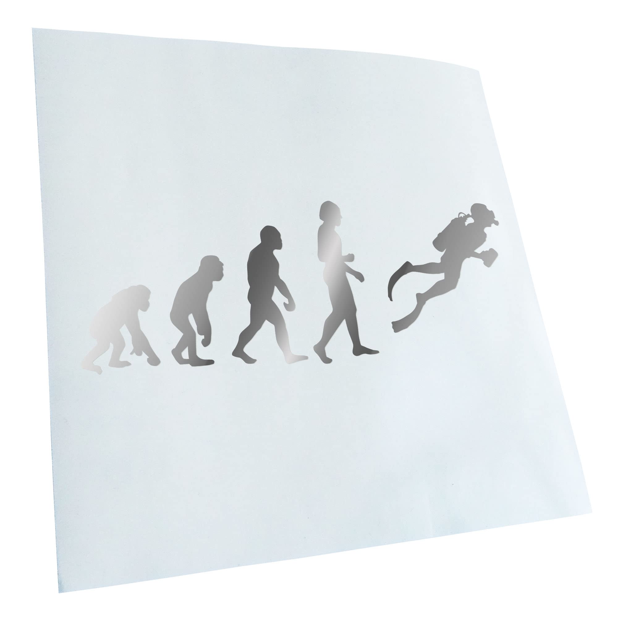 Kiwistar - Car Sticker - Chrome - 30 x 11 cm Evolution Diver Snorkelling - Rear Window Car Sticker Weatherproof for Car Truck Moped Truck - Sticker Exterior Self-Adhesive Tuning Accessories for