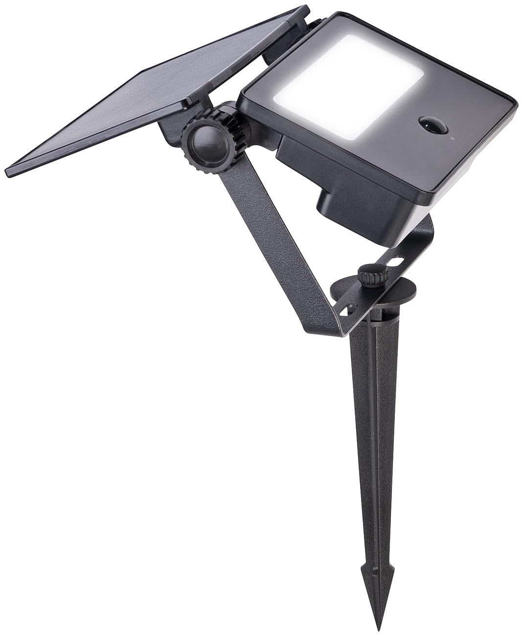 Luminea Solar-Gartenspieße: 4er-Set Solar-LED-Gartenstrahler mit Bewegungssensor, 400 lm, 1.200 mA (Spot Garten, LED Leuchte außen Garten, Baum)