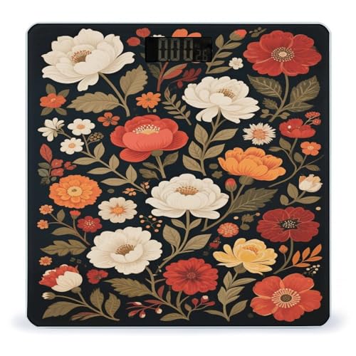 Báscula de baño digital con diseño flor vintage miniatura 1