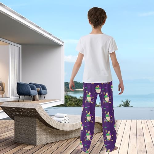 visesunny Boys Pants Mardi Gras Carnival Food Loose Jogger Pants Soft Elastic Trousers Long Bottoms with Pockets M3
