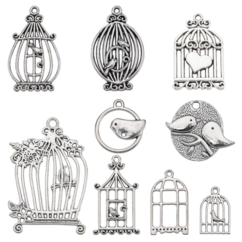 SUNNYCLUE 1 Box 54Pcs 9 Styles Bird Charms Bulk Animal