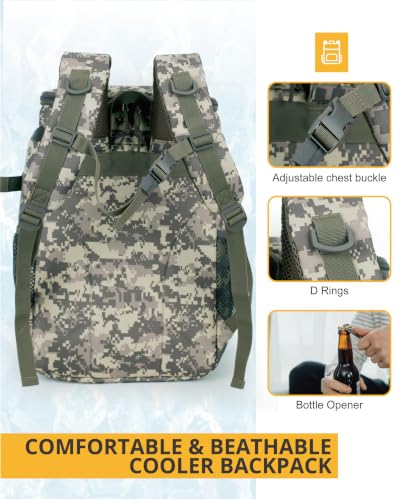 Image of Tactical Backpack Cooler for Men,25L Insulated Lunch Ice Chest for Work | ATRIPACK Insulated Cooler Bag, Portable Soft small lunchbox with cooler Compartment Water Resistant Leakproof for Work Beach