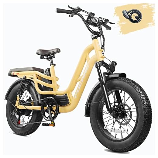 Fucare Libra 750W Electric Bike for Adults 32MPH 48V 20Ah Lithium Battery EBike with Full Suspension LCD Color Display 20"*4.0" All-Terrain Fat Tire Snow Commute Electric Bicycles (Lemon Yellow)