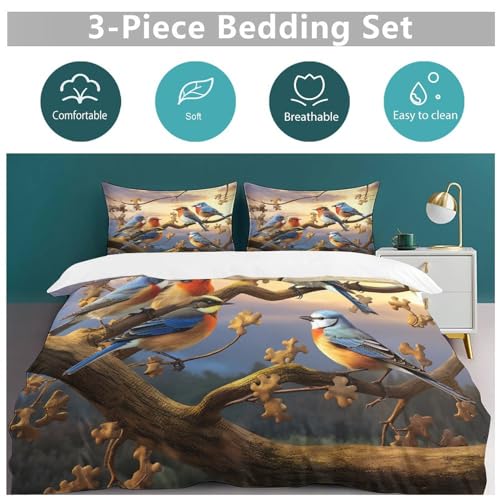 Parure de lit oiseau mignon 3 pièces en microfibre pour adoucir vos nuits - 6