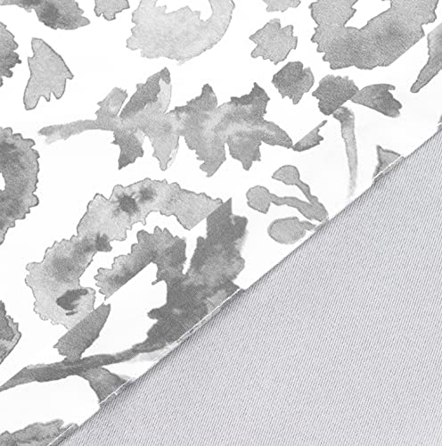 Driftaway Julia Watercolor Blooming Flower Floral Lined Thermal Insulated Window Curtain Valance Rod Pocket 52 Inch By 14 Inch Plus 1.75 Inch Header Gray 1 Pack #TOP3