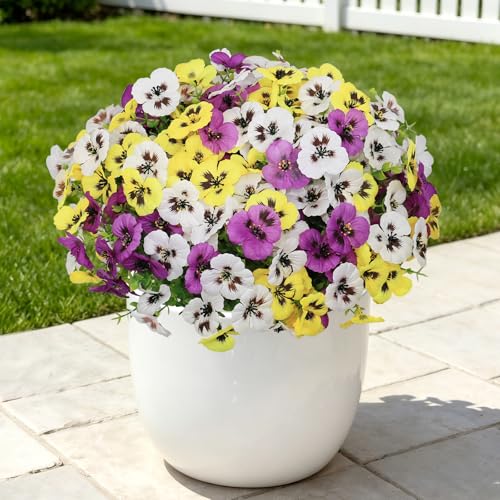 18 Pcs Artificial Pansy Flowers for Outdoor, UV Resistant Faux Plants - image 1