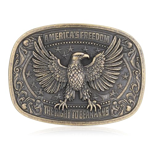 HUABOLA CALYN Belt Buckles for men women American Freedom and American Flag Eagle Belt Buckles Western Cowboy Cowgirl Buckle 4th of July Accessories (Bronze)
