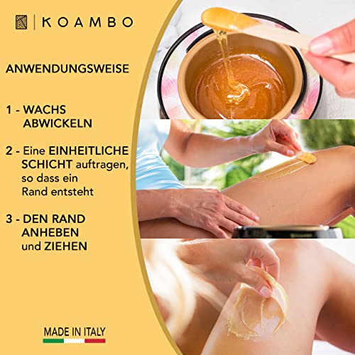 KOAMBO Brazilian Waxing Wax - Enthaarungswachs für Männer & Frauen - Intimbereich & empfindliche Haut - Niedriger Schmelzpunkt, Naturharz - Wachsperlen, in Italien hergestellt - Gelb, 1 kg - Image 6