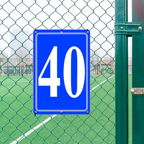Image of Premium Aluminum Number Signs 40, Metal 12 inch X 8 inch Blue Numbered Signs Outdoor for Parking Lots, Floor, Dock, Court, Aisle, Field, High Visibility, No Fade, Weather-resistant