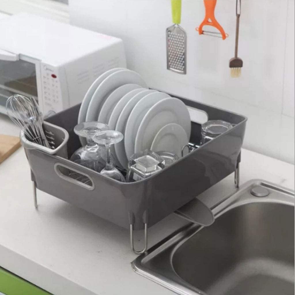 Ociekacz na Naczynia Suszarka Do Naczyń Plastikowy Stojak Na Naczynia Suszarka Do Naczyń Z Wylewką W Kształcie Płyty Ociekowej, Uchwyt Na Naczynia Do Zlewu Kuchennego Suszarka do Naczyń
