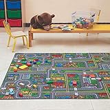 Carpet Studio Teppich Kinderzimmer 140x200cm, Spielteppich Straße Jungen & Mädchen für Schlafzimmer & Spielzimmer, Antirutsch, 30°C waschbar - Playcity