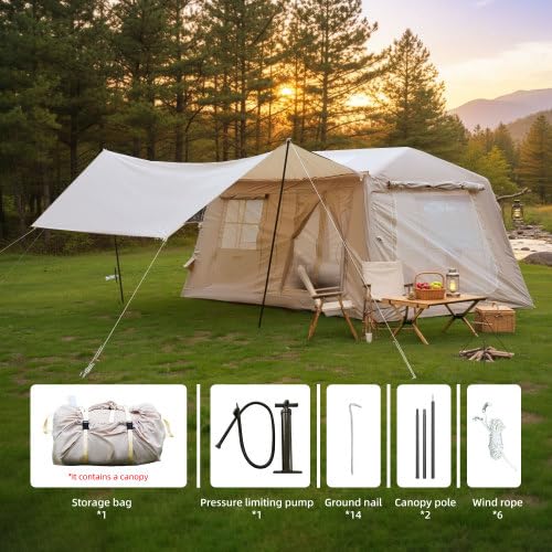 Carpa Inflable para Camping 8 Personas 4 Estaciones Beige miniatura 5
