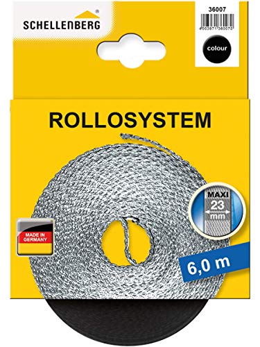 Schellenberg Cinta de persiana MAXI 23 mm de ancho, 6 m de largo/Negro