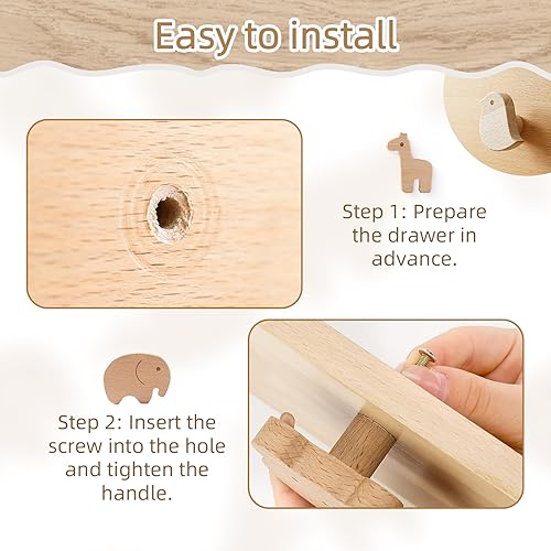 OESSUF 12PCS Wooden Cabinet Knobs with Screws - Image 3