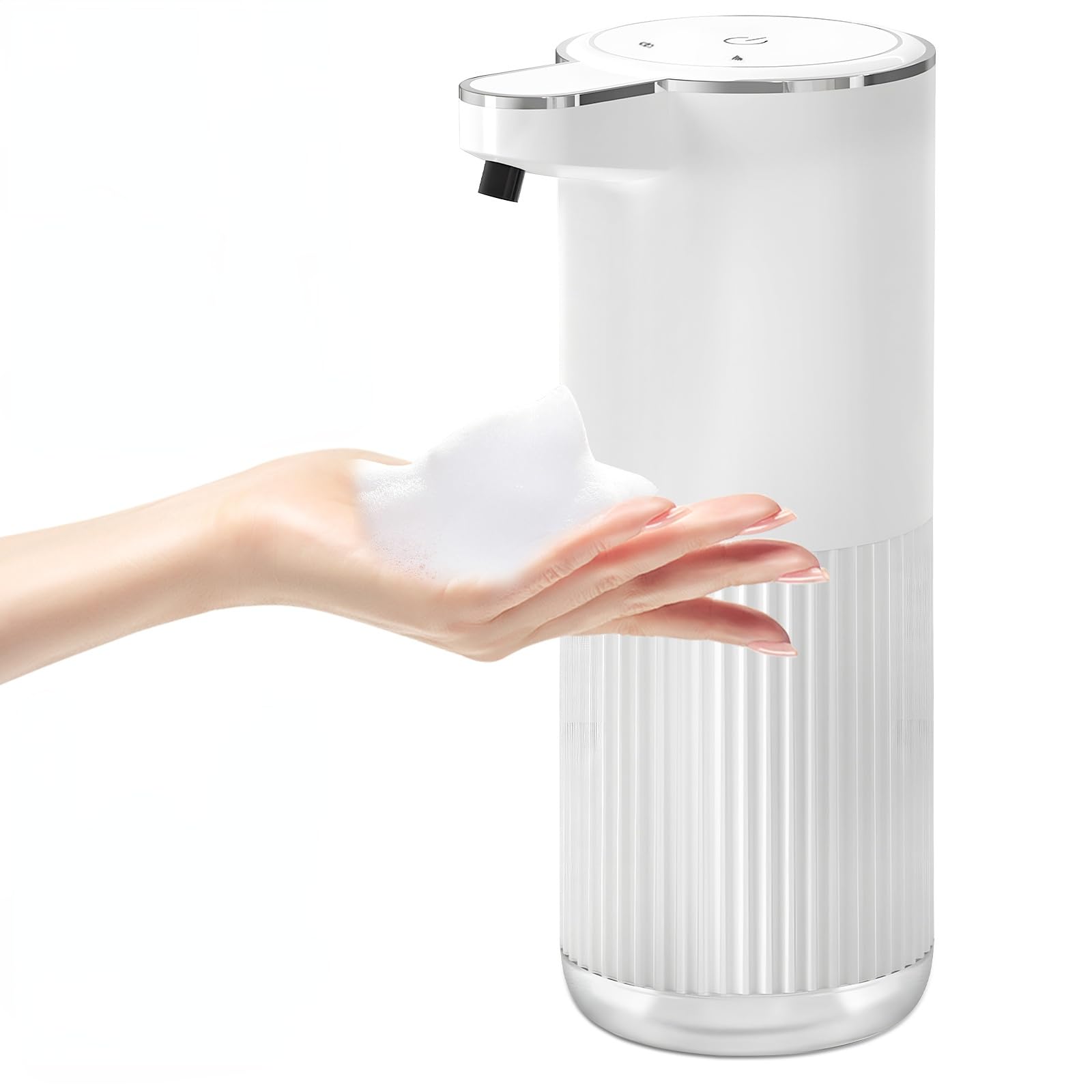 Dispensador Jabon Baño Automatico, Dispensador Jabon Automatico De 360 ml con Sensor,4 Niveles Ajustables,USB Recargable, Resistente Al Agua IPX5, para Baños, Cocinas, Escuelas y Hoteles