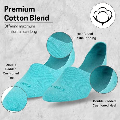 Image of Odd Sox - Basix Unisex Large No Show Socks - Mint Heather - Soft Cotton Blend Low Profile Fit - Lightweight, Breathable, Everyday Comfort for Men & WomenBasix No Show Liner Socks for Men, Low Comfort