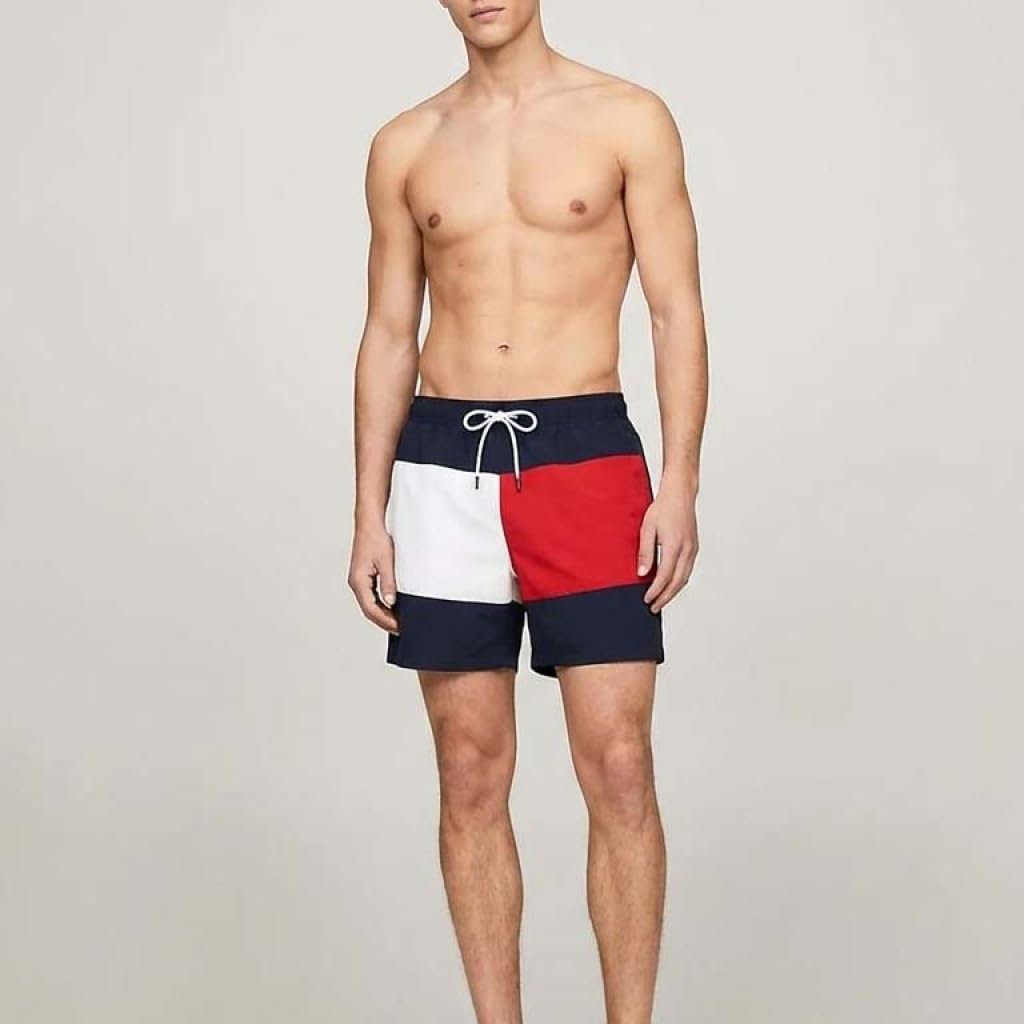 Tommy Hilfiger Flag Mid Length Swimshortsum0um03840 Short de Bain Homme (Lot de 1)