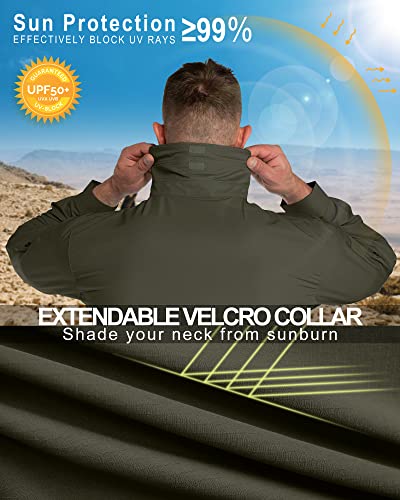 33,000Ft Men's Upf 50+ Uv Protection Long Sleeve Hiking Shirts Breathable Quick Dry Fishing Shirts For Safari, Outdoor Green #TOP5