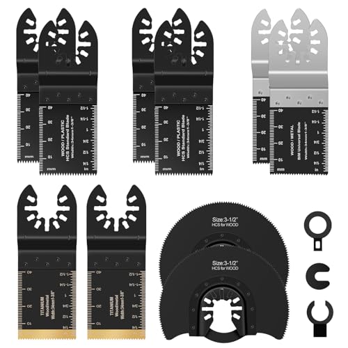 13pcs Multi Tool Blades Set, Universal Oscillating Saw Blades Set, Multi Tool Accessories, Compatible with Fein Multimaster, Ryobi, Milwaukee, Bosch, Dremel, Rockwell, Makita
