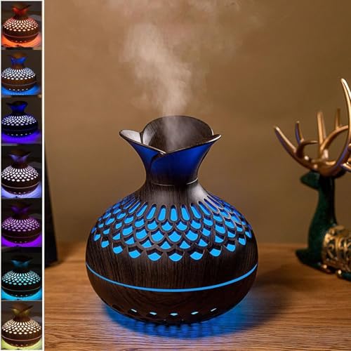 Image of Bedroom Humidifier for Sleep Essential Oil Diffuser with Flame Effect Night Light Ultrasonic Cool Mist Air Quiet USB Auto Shut Off Aromatherapy Diffuser (Beautiful Pot Himidifier)