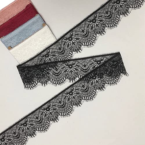 La Mejor Lista de Encajes para comprar online. 44 Cinta de encaje negra de 9,5 cm de ancho x 300 cm de largo, encaje floral para alargar mangas, lencería, cuello, ribete de encaje sin elasticidad con tacto suave, sensación...