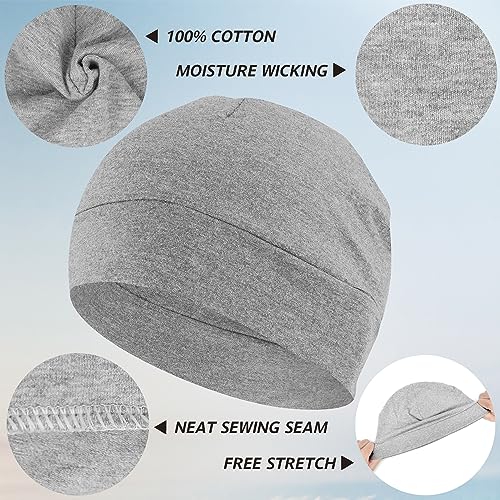 Image of Headshion Cotton Skull Caps for Men Women,2-Pack Lightweight Beanie Sleep Hats Breathable Helmet Liner