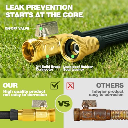 Ocean Ice Garden Hose 50 FT, Lightweight Non-Expanding Water Hose with 10 Function Nozzle, Manguera Para Jardin with 3/4" Brass Connectors Leak-Proof, Burst-Resistant, Anti-Kink β image 2