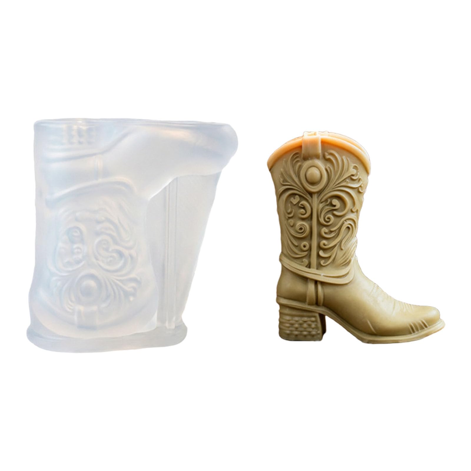 Oxxggkao Multicolor And Resin Mold In Cowboy Boot Shape, Western Relief Silicone Mold For Decor, Studios And Hobby Workshop Uses Western Boot Cowboy Resin Casting Plaster Silicone Decor