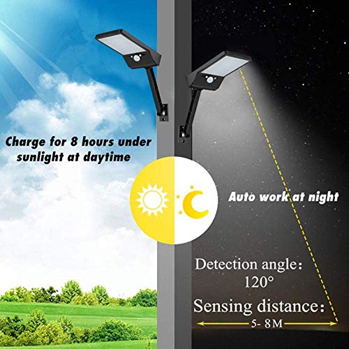 TOPmontain Refletor Luminária Solar,48 LED Luz Solar com Controle Remoto 3 Modos PIR Motion Sensor I