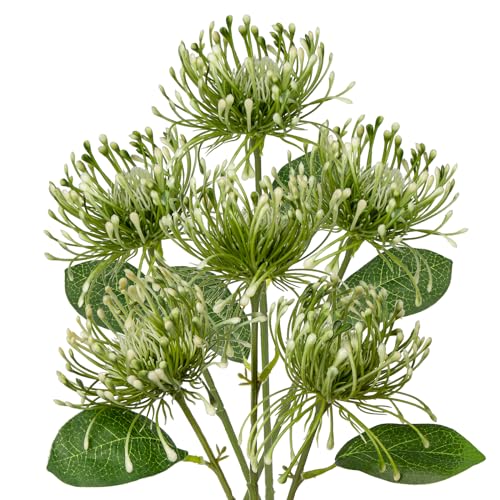 Image of Briful 6PCS Artificial Mums Spring Flowers 4'' Green Spider Chrysanthemum Fake Flowers Bouquet for Home Vase Centerpieces Arrangements Bridal Shower Decoration