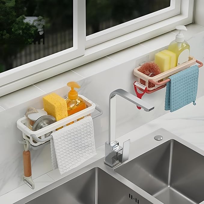 Retractable Sink Organizer & Drying Rack – Adjustable Two-Tone Hanging Sponge Holder – Expandable Kitchen Storage Tray for Soap & Scrubbers – Space-Saving Bathroom Shelves. (Pack of 1)-image-34