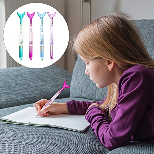 Bolígrafos gel negro 4 piezas diseño sirena 0.5 mm miniatura 3