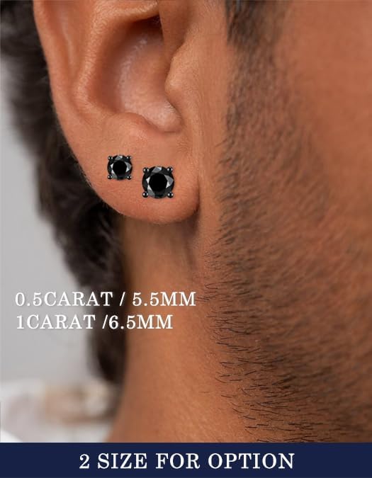 Moissanite Stud Earrings for Women Men, 18K White Gold Plated Solid GRA 925 Sterling Silver Earring Hypoallergenic Dainty Flat Back Stud Diamond Earrings, 0.6-4CT D Color VVS1 Clarity, Wedding Jewelry - Image 6