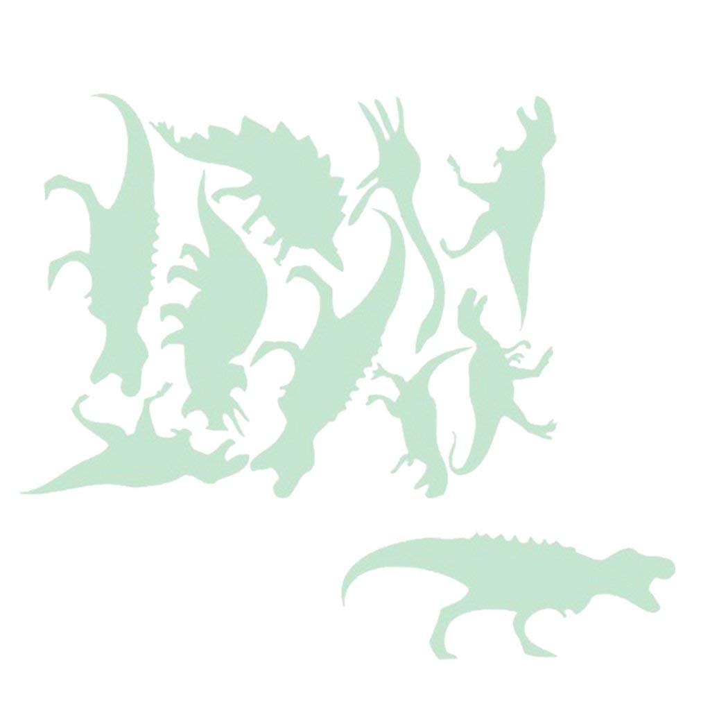 Tenlacum Fluorescent Stickers Glow in The Dark Stickers Cartoon Luminous Wall Decal Children's Bedroom Ceiling Decoration - (9X Dinosaur)