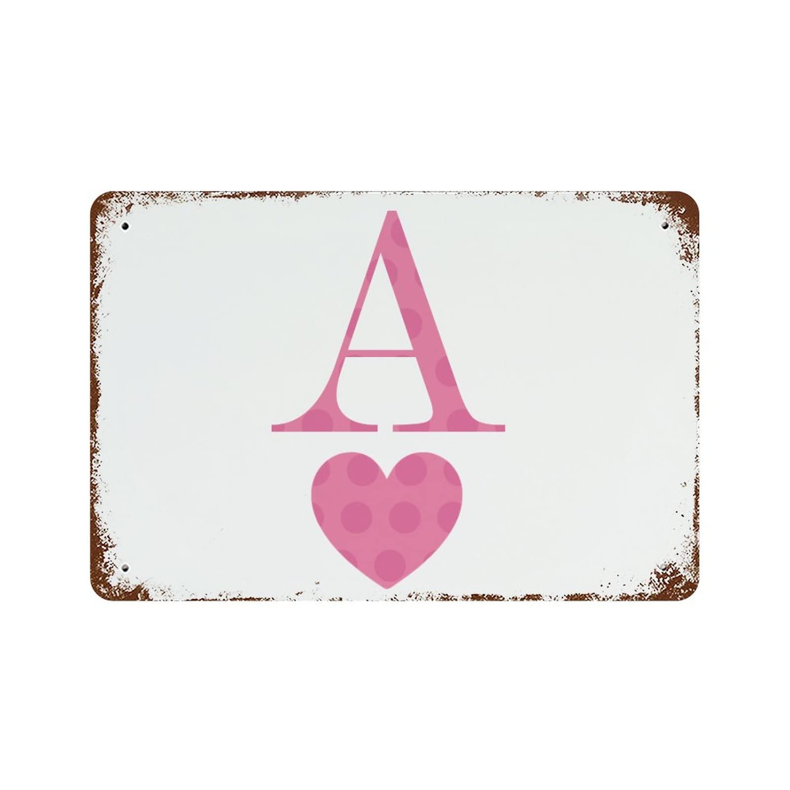 Targa in Metallo Vintage - Decorazione a Cuore Rosa 2D