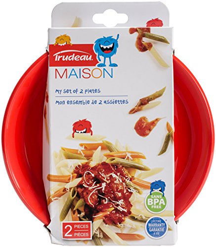 My Set Of 2 Plates 8.25" Dinnerware For Kids-Red & White