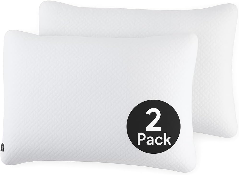Brookstone TempSense Down Alternative Pillow Set - King Size Bed Pillows for Adults, Comfortable and Supportive Bedroom Pillows for Bed, Ideal for All Sleep Positions - 2 Pack, White