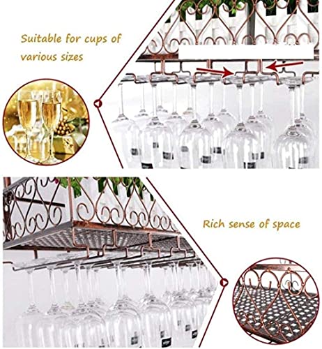 Rangement de bouteilles de vin et porte-verres suspendu marron - 6