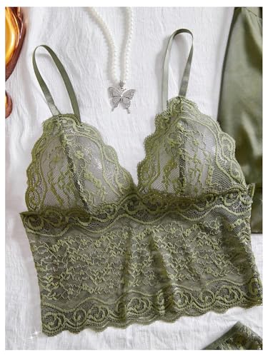 Image of GORGLITTER Women's 5 Piece Floral Print Satin Silk Pajama Set Nightgown Robe Cami Shorts Sleepwear Pj Sets