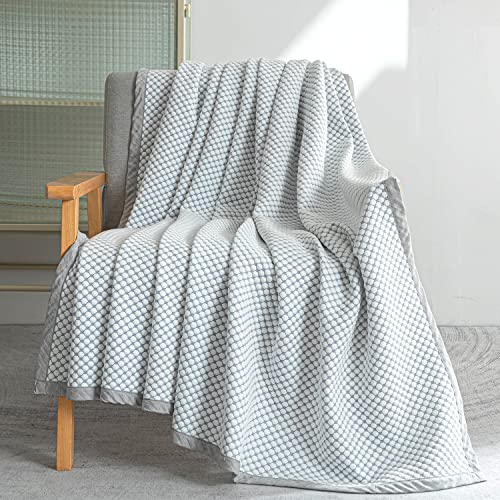 Llancl Cooling Blanket With 3D Honeycomb Bubble Design, Bed Throw Blanket For Summer, Soft Breathable Cold Blankets For Bed,Sofa(Queen Size 79" X 91" White&Navy Blue) #TOP6