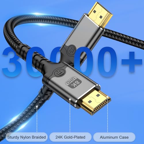 Kabel 8K HDMI do HDMI 2.1 Ultra High-Speed HD, pleciony nylon, 4K 480Hz, 8K 240Hz (1M)