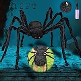 12 Ft Halloween Giant Inflatable Spider,Realistic Large Scary Hairy Spider for Halloween Decorations Indoor Outdoor and Yard Creepy DΓ©cor