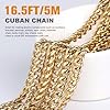 16.5FT Gold Cuban Chain Roll, 6mm 18K Gold PVD Plated Stainless Steel Curb Link Chains Spool Bulk for DIY Craft Jewelry Making #1