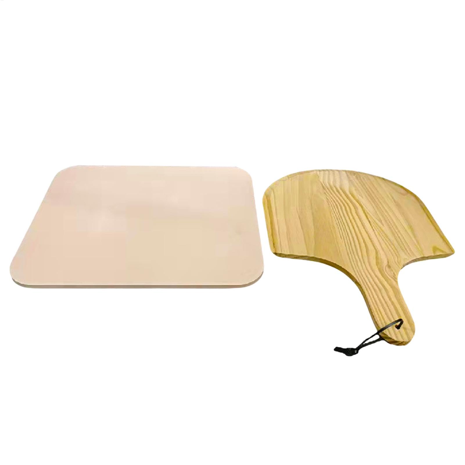 Quadratischer Grillstein - Cordierit Backstein | Backstein mit | Holzschälpaddel | Pizza Backstein | Backwerkzeug | Backzubehör | Pizza Drehschäler zum Backen Selbstgemacht